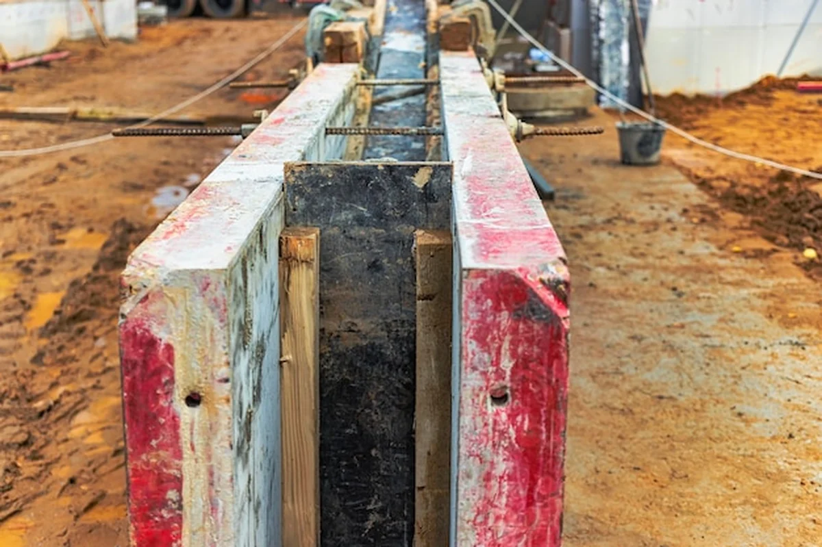 Fundament żelbetowy z siatką wzmacniającą do budowy nowoczesnego budynku mieszkalnego