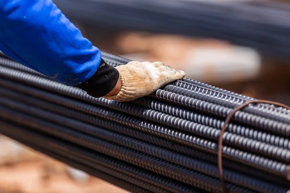 Pręty stalowe z bliska